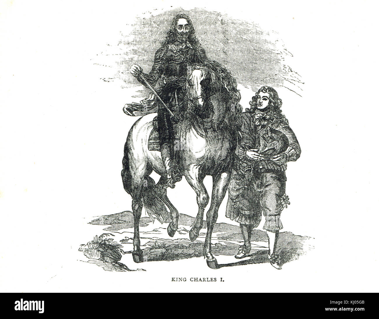 Re Carlo i d'Inghilterra a cavallo Foto Stock