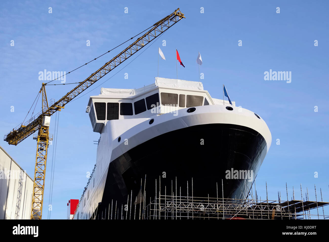 La costruzione navale e la gru a Port Glasgow dockyard ferguson Foto Stock