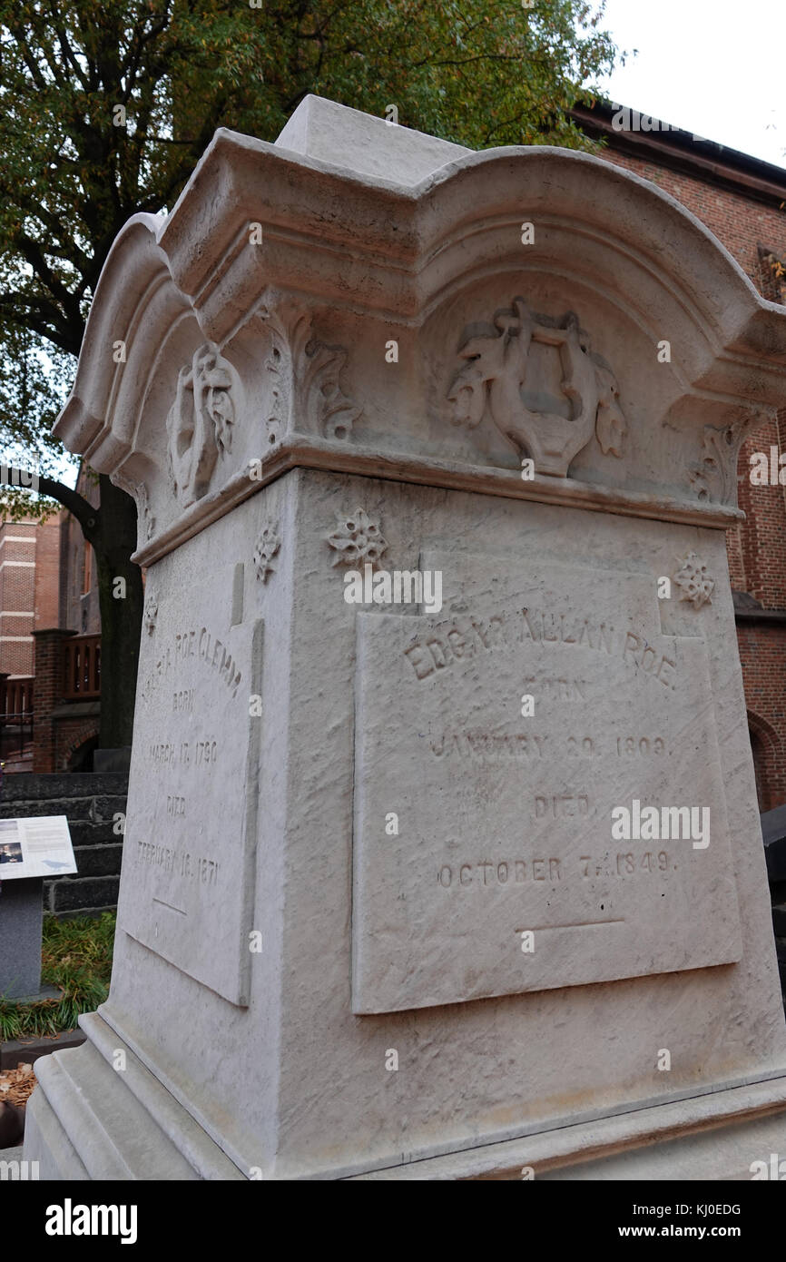 Stati Uniti Maryland Baltimore MD la tomba del poeta autore Edgar Allan Poe Foto Stock