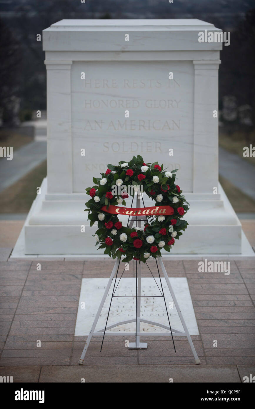VA canadese Ministro ghirlanda di pubblico che stabilisce - La tomba del Soldato Sconosciuto (16251620307) Foto Stock
