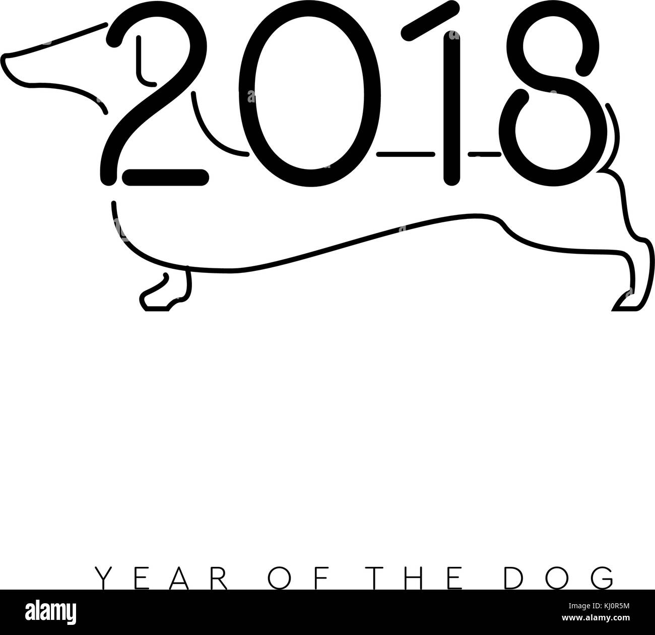 2018 Anno di cani. illustrazione vettoriale. Illustrazione Vettoriale