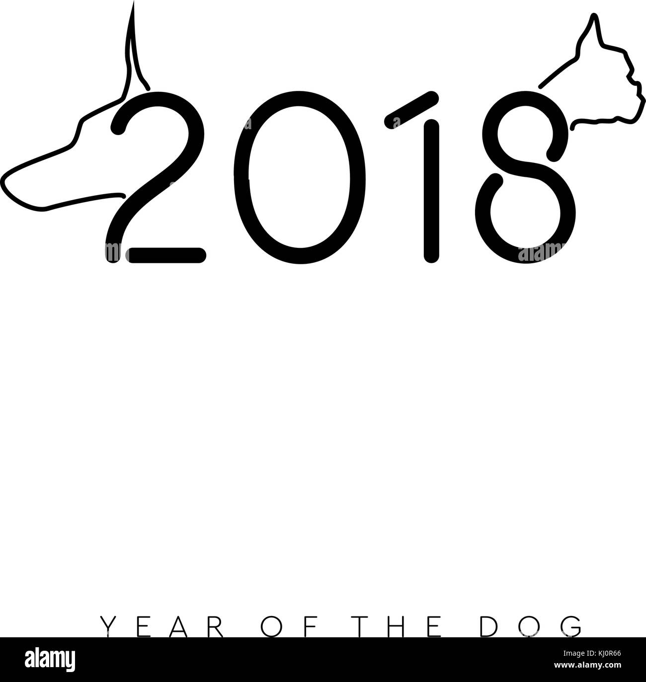 2018 Anno di cani. illustrazione vettoriale. Illustrazione Vettoriale