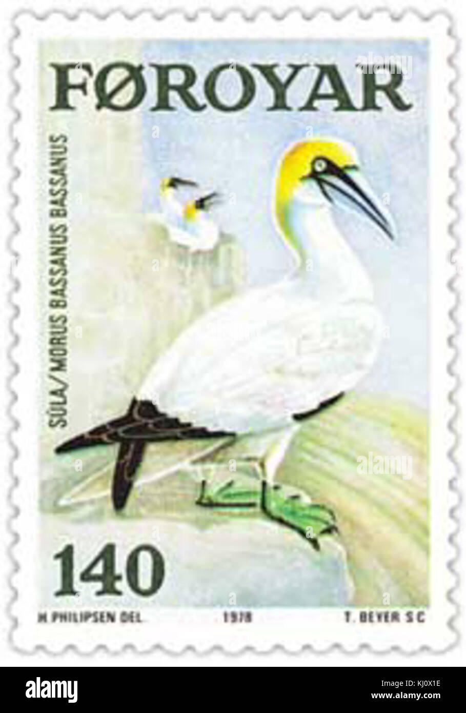 Timbro Faerøer 030 gannett Foto Stock