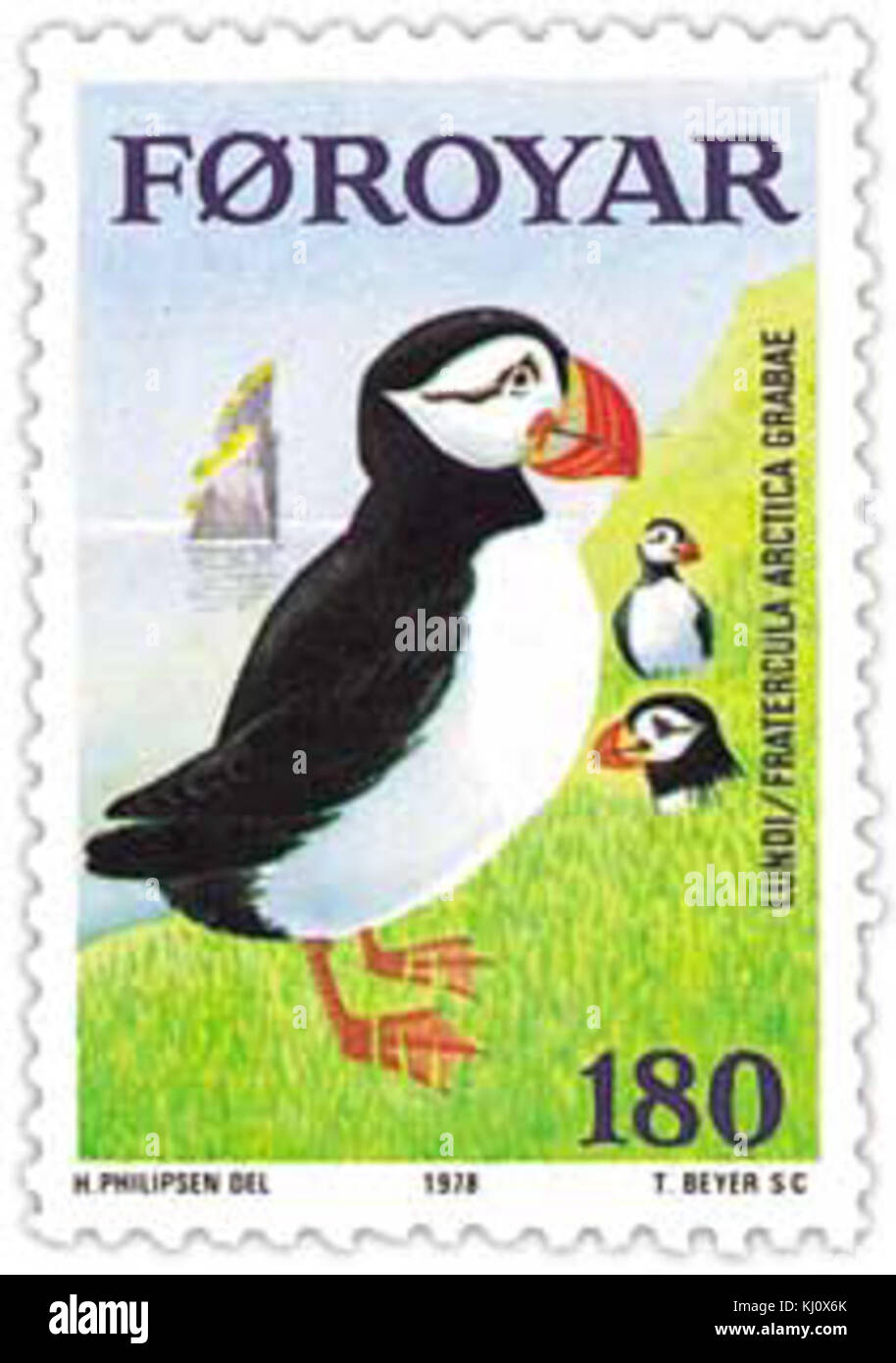 Timbro Faerøer 031 puffin Foto Stock