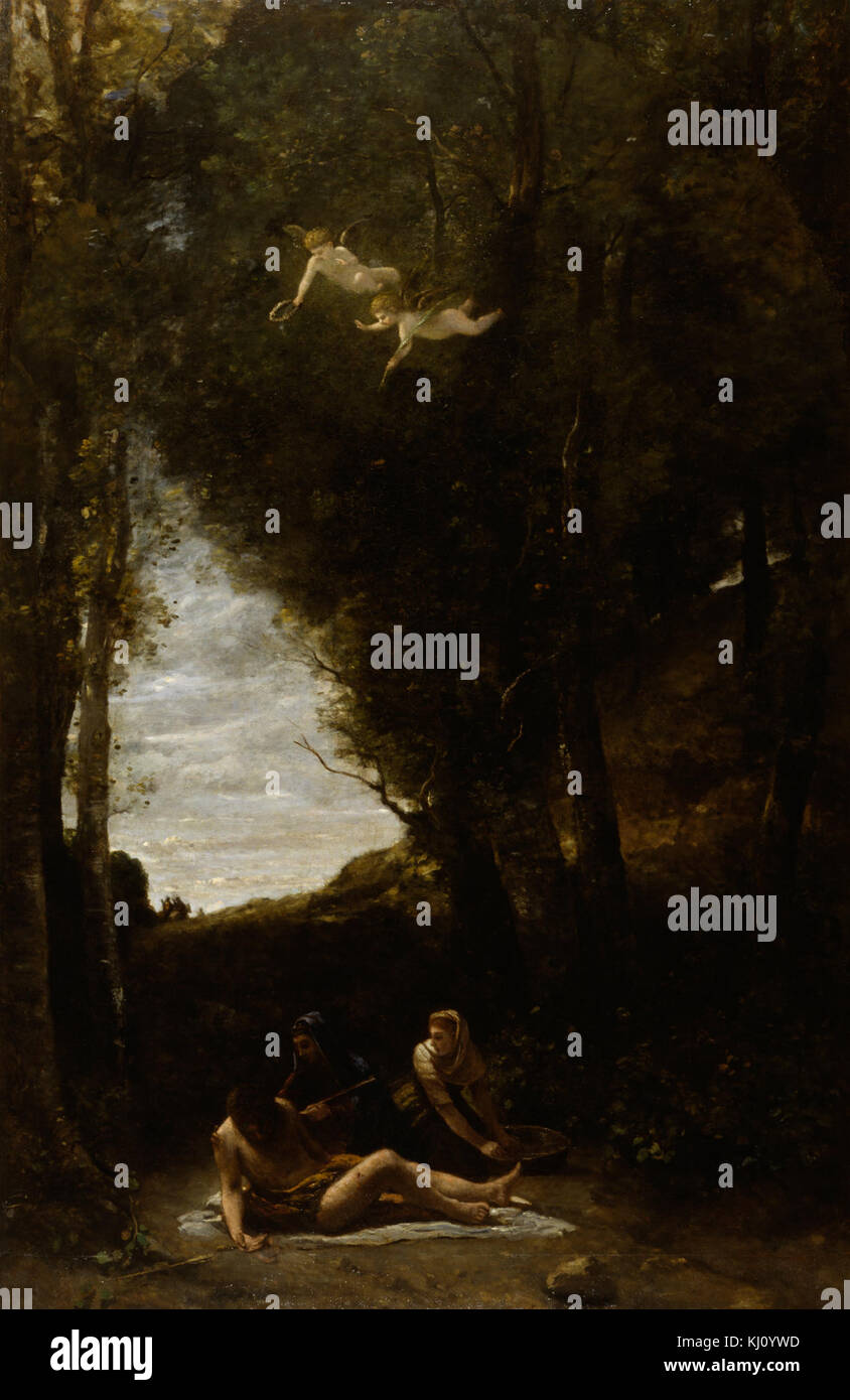 Jean-Baptiste-Camille Corot - San Sebastian Succoured da sante donne - Walters 37192 Foto Stock