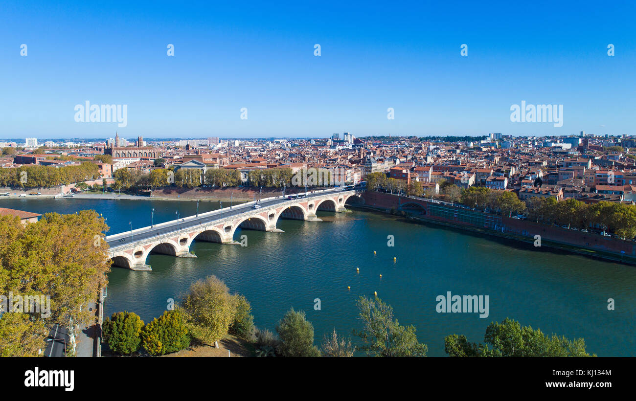 Vista aerea della città di Tolosa in Haute Garonne, Francia Foto Stock