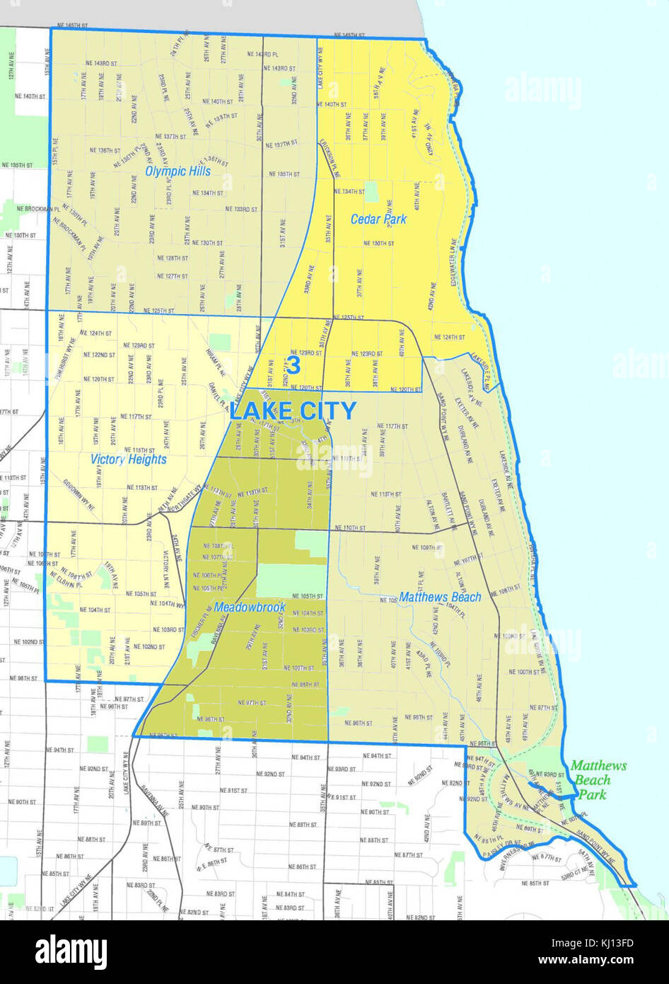 Seattle - Lago di mappa della città Foto Stock