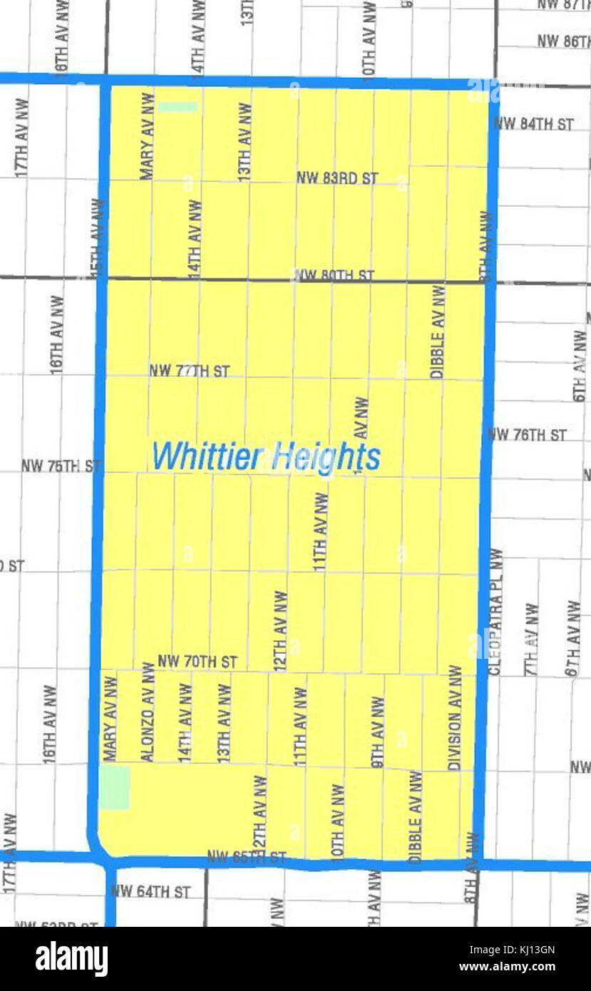 Seattle - Whittier Heights mappa Foto Stock