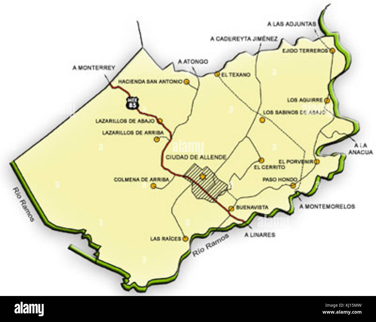 Allende mapa Foto Stock