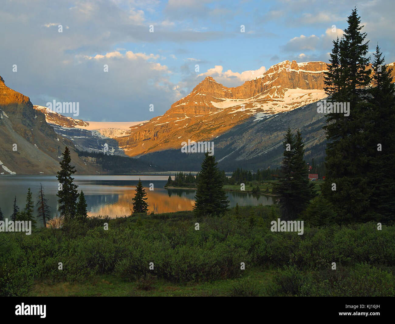 Bow Lake, il Parco Nazionale di Banff Foto Stock
