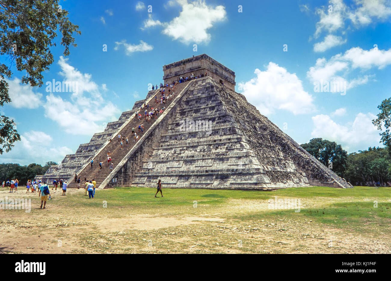 Tempio di Kukulkan, piramide a Chichen Itza, Yucatan, Messico Foto Stock