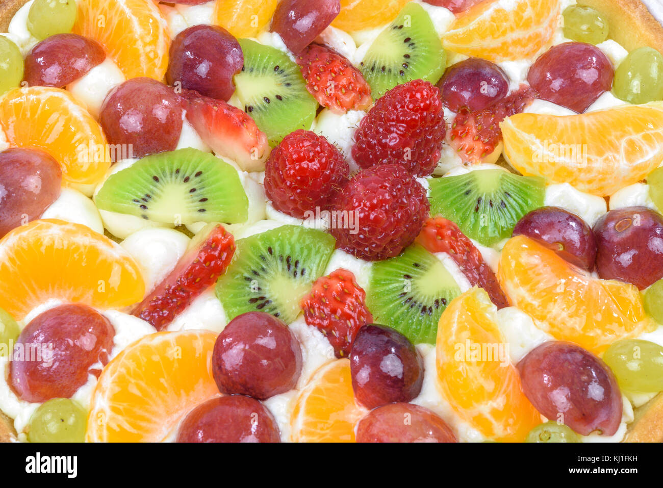 Vista dall'alto di un multi-torta di frutta come sfondo in primo piano. Foto Stock