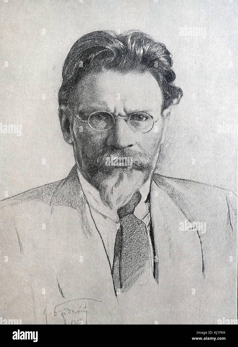 Mikhail Ivanovich Kalinin (1875 - 1946), bolscevico e rivoluzionario marxista-leninista funzionario. Ha servito come capo di stato del russo federativa sovietica Repubblica socialista e successivamente dell'Unione Sovietica da 1919 a 1946. Dal 1926, egli è stato un membro del Politburo del Partito Comunista dell'Unione Sovietica. Foto Stock