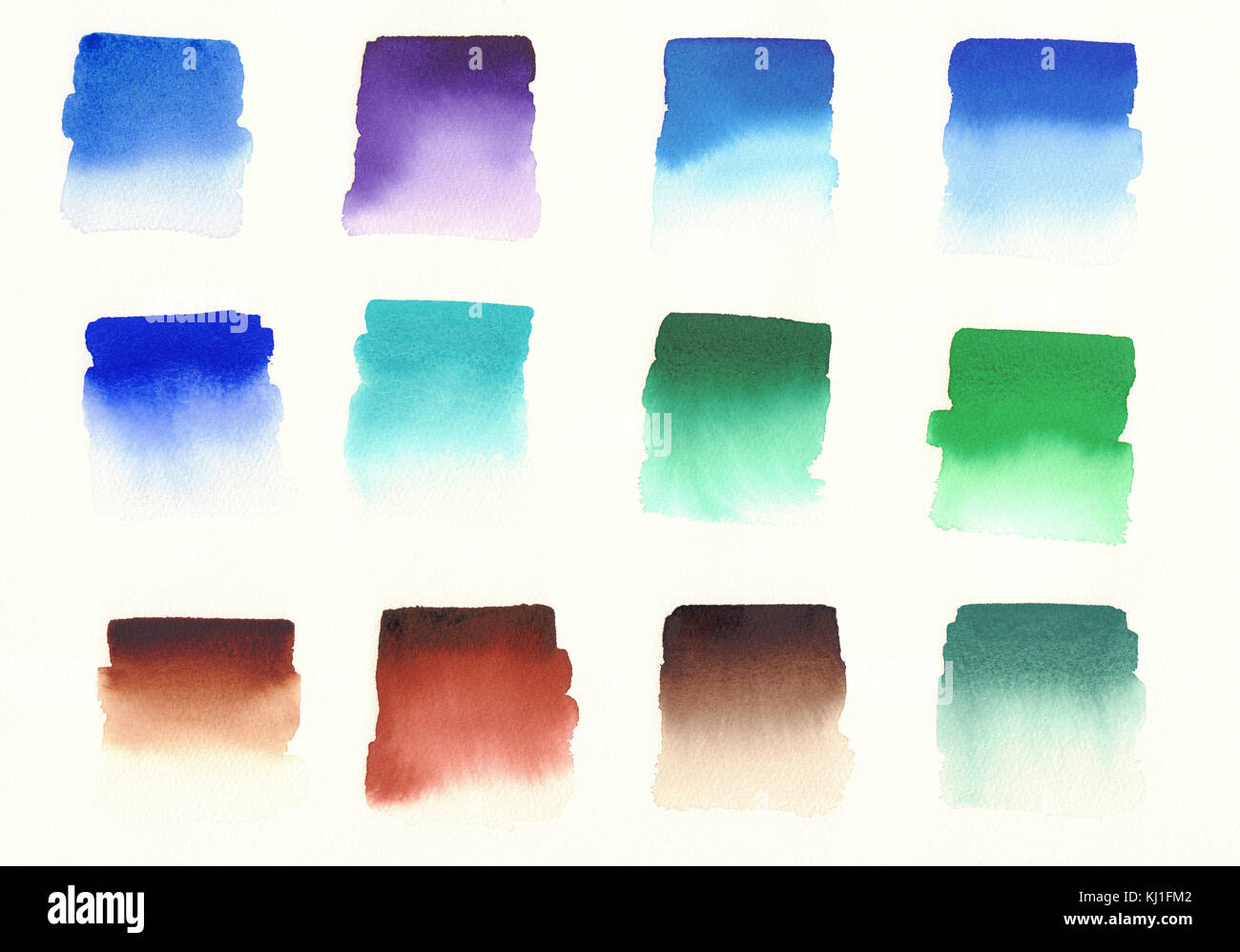 Colori primari freddo acquerello tavolozza Foto stock - Alamy