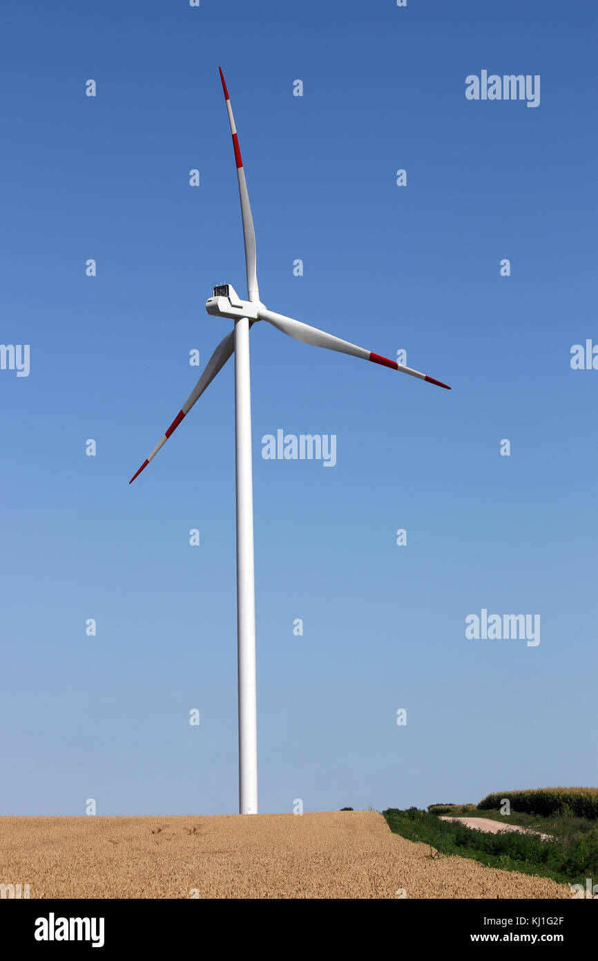 Le turbine eoliche sul campo di energia rinnovabile Foto Stock
