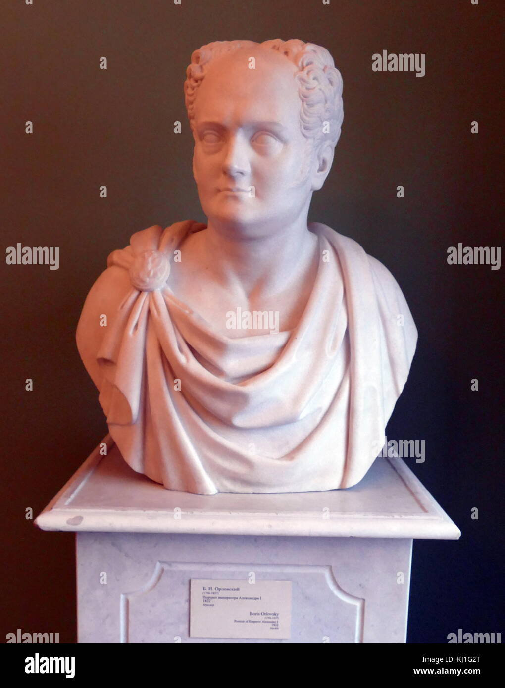 Boris Orlovsky, busto in marmo ritratto, dello Zar Alessandro I 1822. Boris Ivanovich Orlovsky (1796 - 1837) era un russo scultore neoclassico. Foto Stock