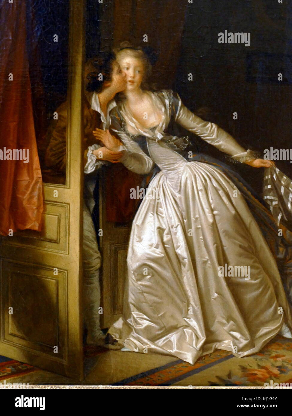 Il Bacio rubato da Jean Honoré Fragonard. Fragonard (1732 - 1806) era un pittore francese e incisore della tarda maniera rococò Foto Stock
