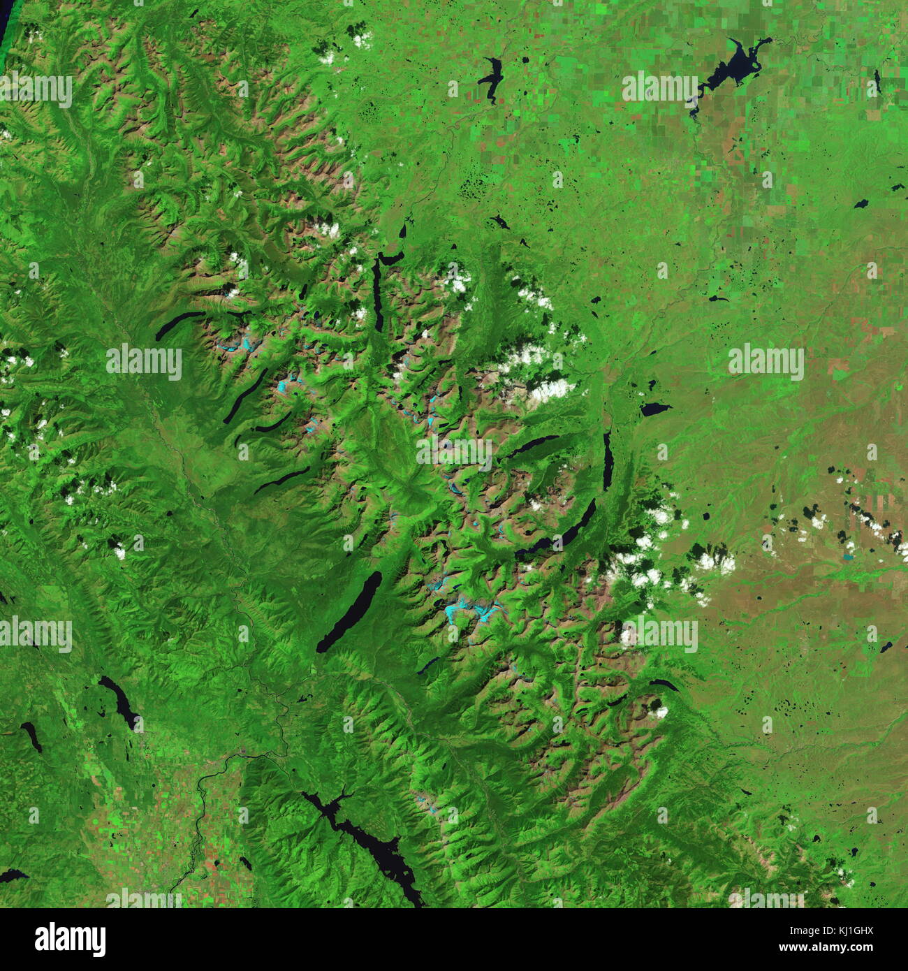 La perdita di ghiaccio nel Parco Nazionale di Glacier, 1998. Gli scienziati suggeriscono Montana il Glacier National Park sarà glacier-free, dall'anno 2030, sulla base di parametri come la più calde temperature estive e meteorologia nevicata. Il colore blu in questo immagini è "permanente" la neve e ghiaccio Foto Stock