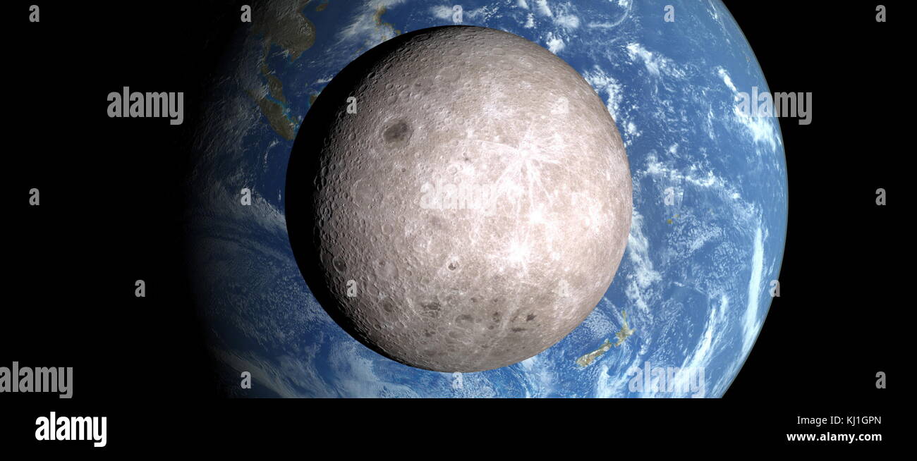 2015; spazio profondo Osservatorio Climatico (DSCOVR) del veicolo spaziale Terra immagini policromatiche fotocamera (EPIC) catturato questa vista apparentemente una luna piena incrocio nella parte anteriore di una piena messa a terra. Foto Stock