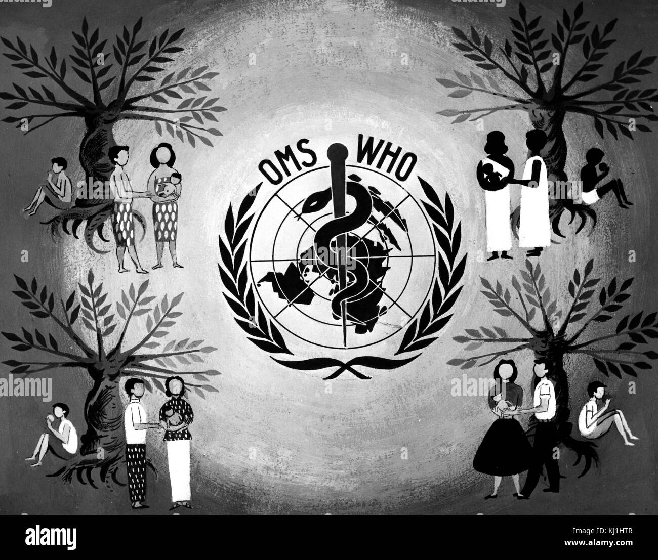 Logo ufficiale per la Organizzazione Mondiale della Sanità (OMS) un'agenzia specializzata delle Nazioni Unite. In data xx secolo Foto Stock