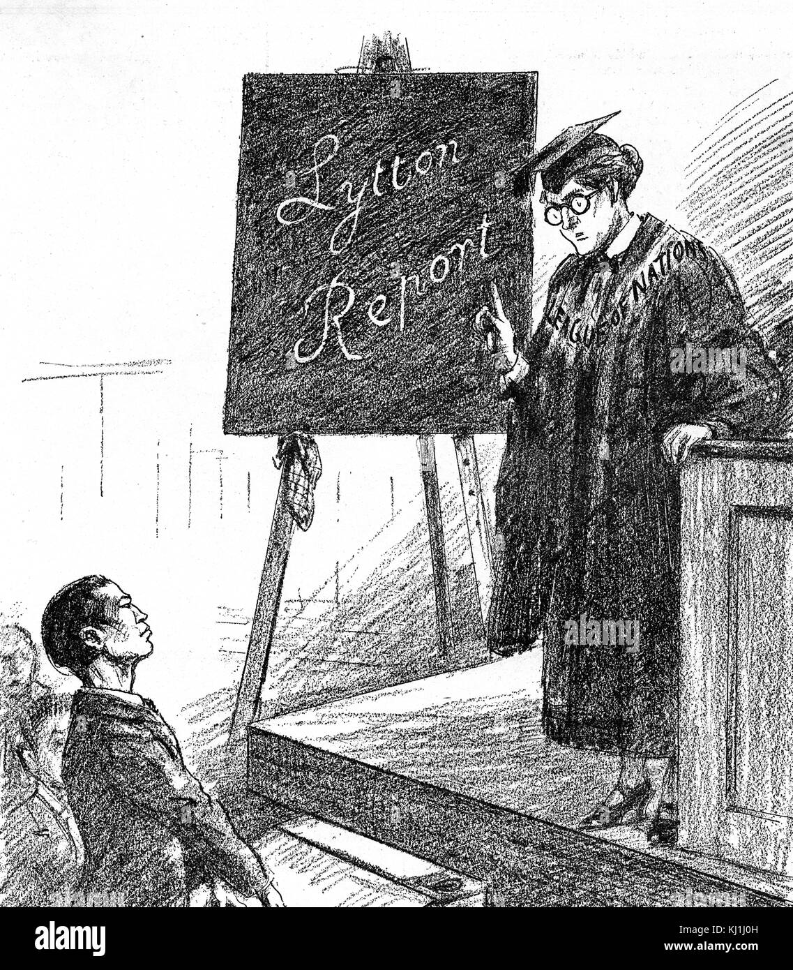 Vignetta satirica circa Lytton Report intitolato "L'ultimatum". Illustrato Leonard Raven-Hill (1867-1942) un artista inglese, illustratore e fumettista. In data xx secolo Foto Stock