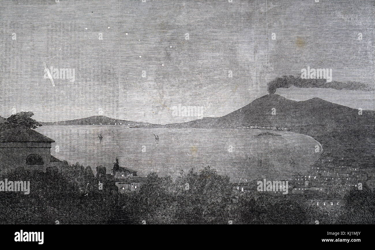 Incisione raffigurante la grande cometa del 1853. Datata del XIX secolo Foto Stock