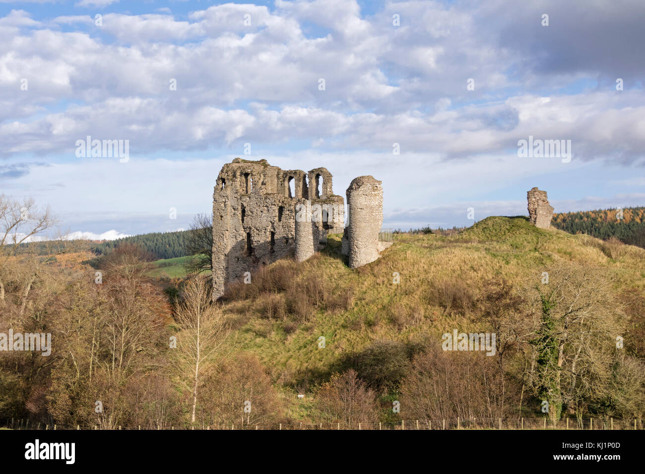 Il castello di Clun, Clun, in Shropshire Hills ANOB, Shropshire, Inghilterra, Regno Unito Foto Stock