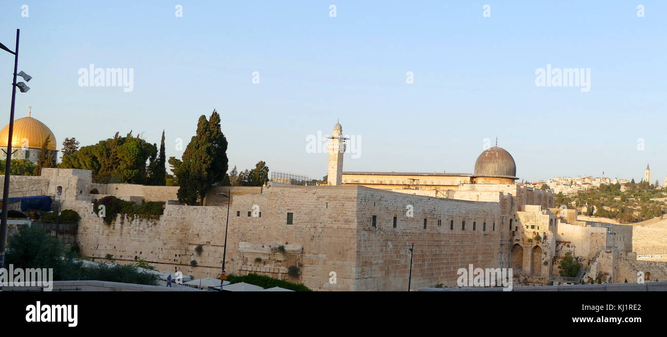 Vista del Monte del Tempio e le moschee di Omar e El Aqsa, Gerusalemme, Israele Foto Stock