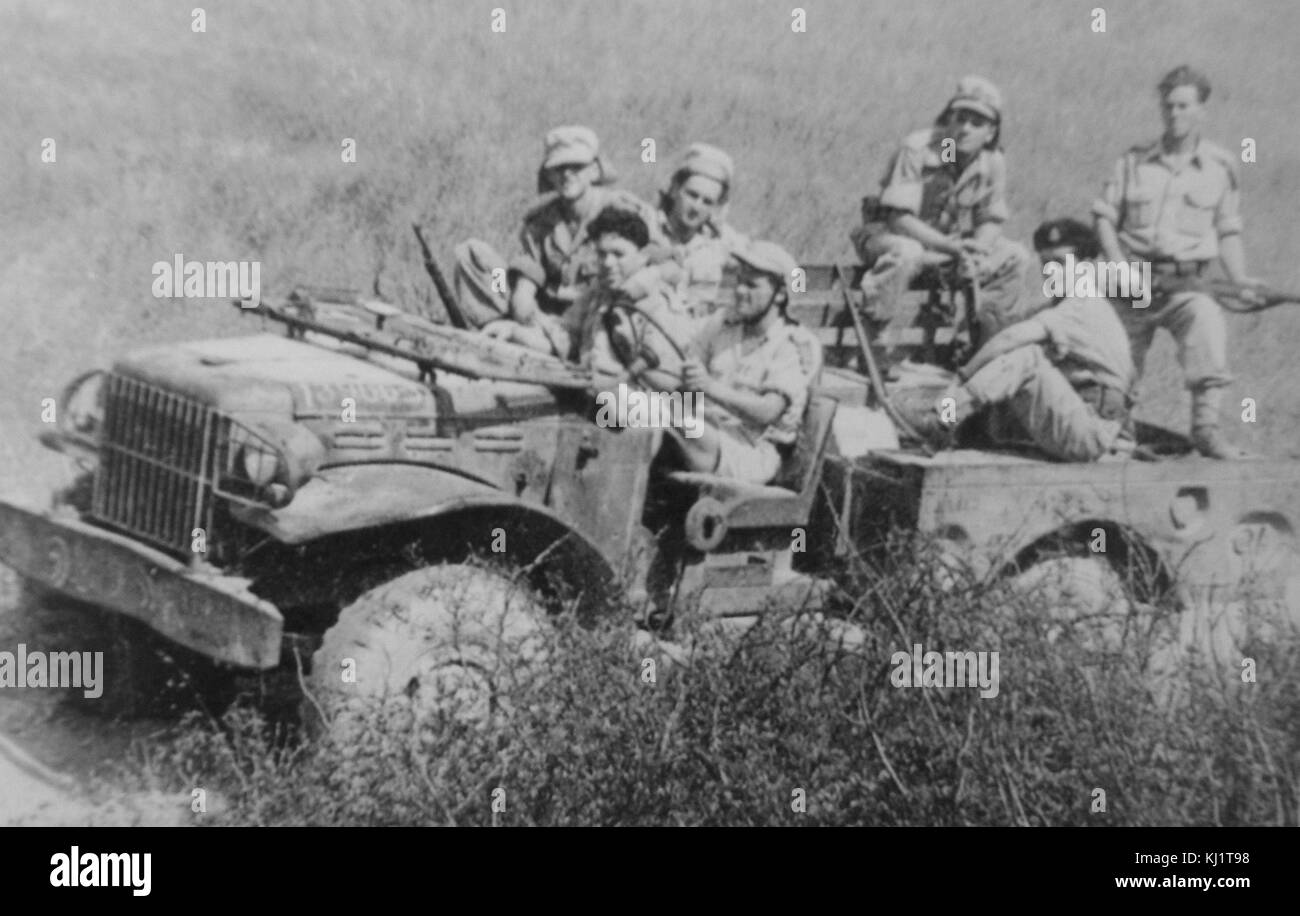 Israele i soldati in una Jeep durante la guerra di indipendenza 1948 Foto Stock
