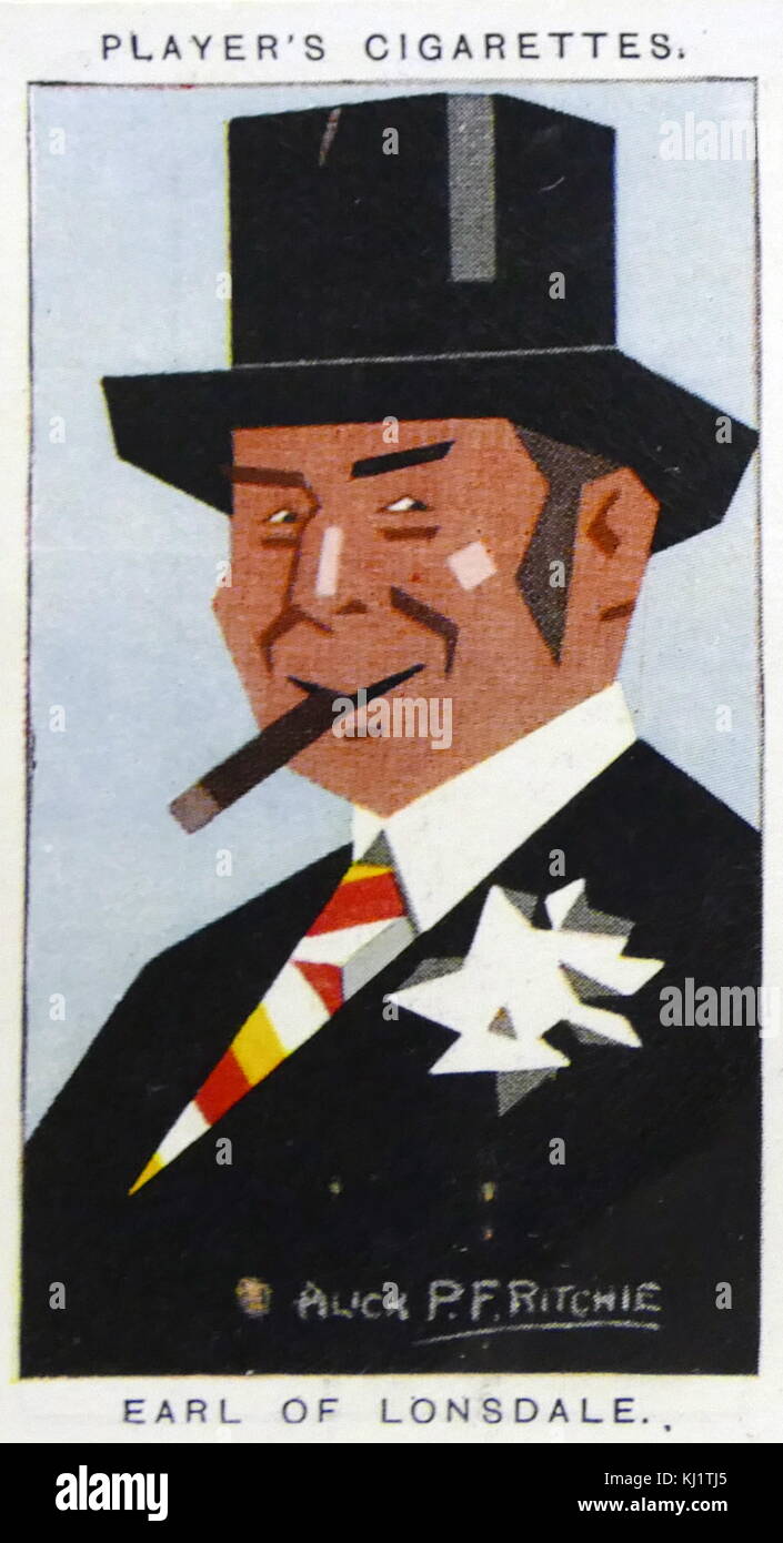 Del lettore carta di sigaretta raffiguranti Hugh Cecil Lowther, 5° Conte di Lonsdale (1857-13 Aprile 1944), nobile inglese e sportivo. In data xx secolo Foto Stock