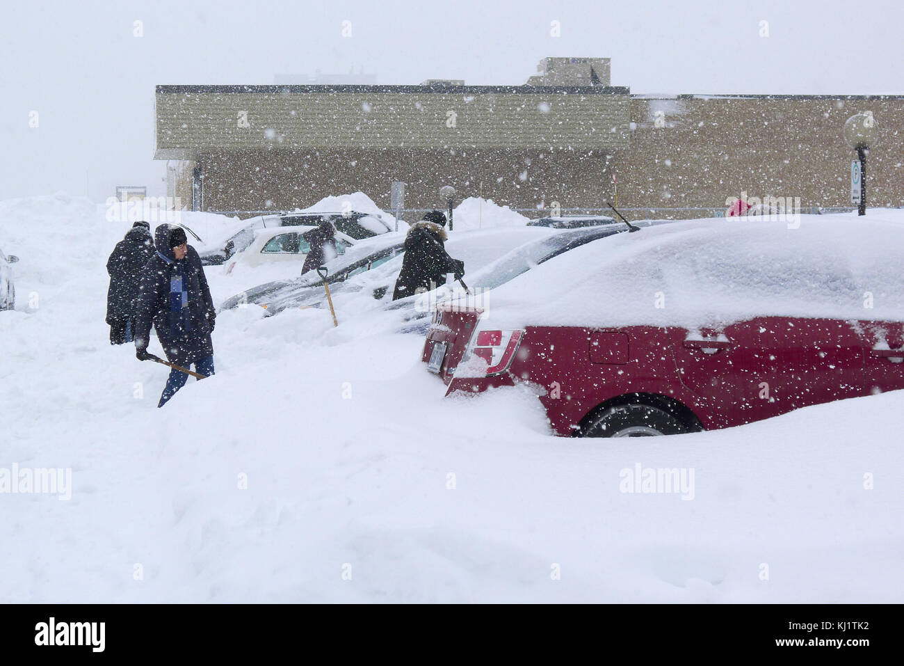 Sgombero neve in Quebec City dopo una grande tempesta di neve Foto Stock