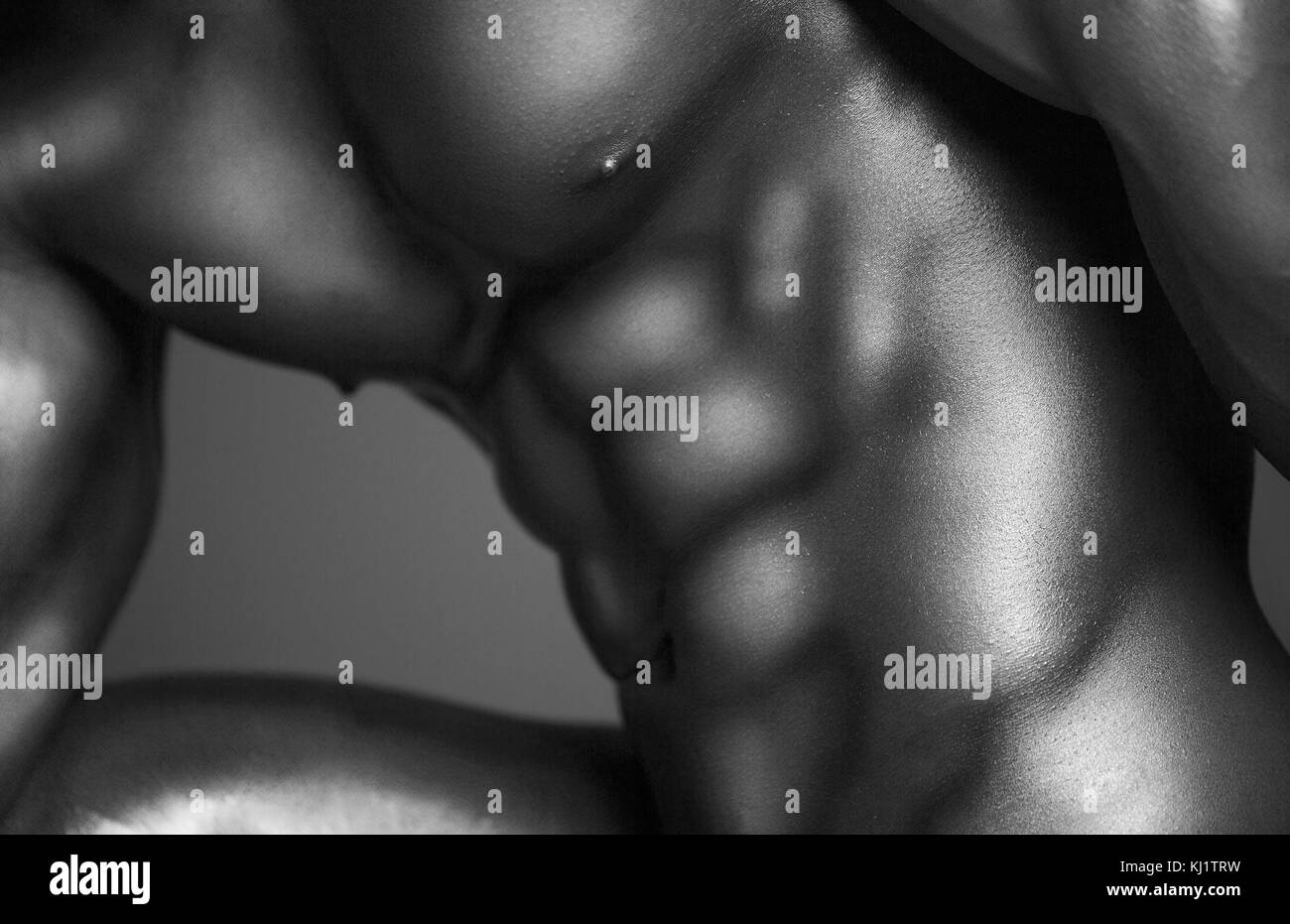 Il corpo umano abs in bianco e nero Foto Stock
