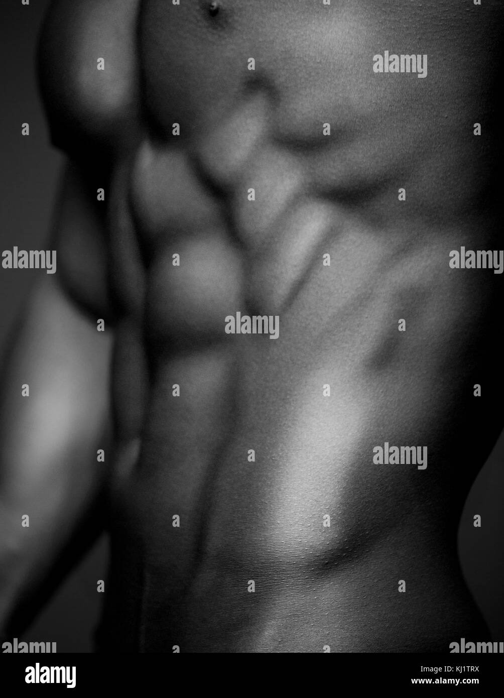 Il corpo umano abs in bianco e nero Foto Stock