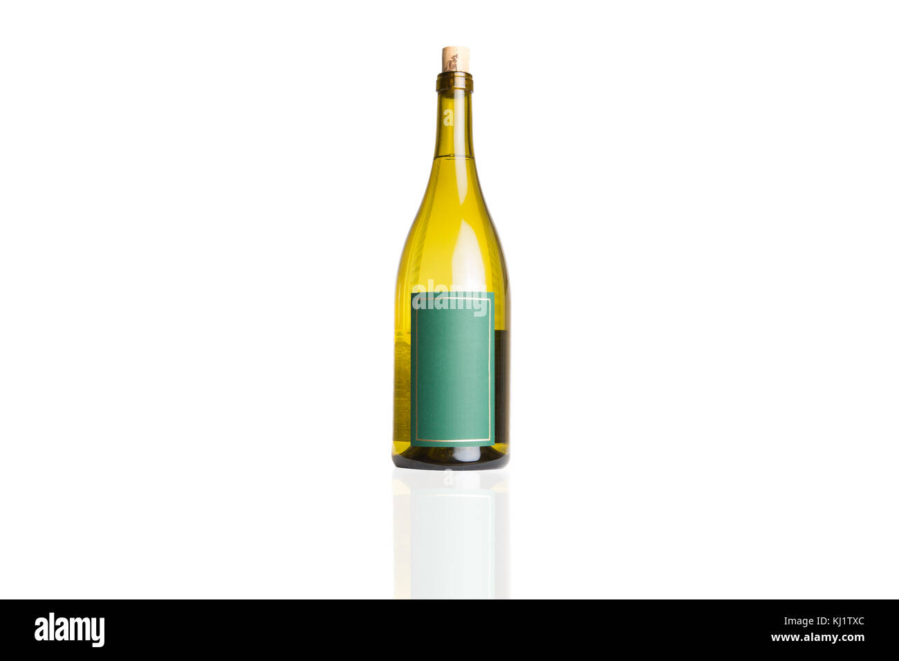 Bottiglia di vino su bianco Foto Stock