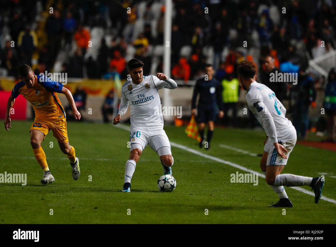 Marco Asensio (20) del Real Madrid in player. UCL Champions League tra Bologna vs Real Madrid al GSP stadium di Nicosia, Cipro, Novembre 21, 2017 . Credito: Gtres Información más Comuniación on line, S.L./Alamy Live News Foto Stock