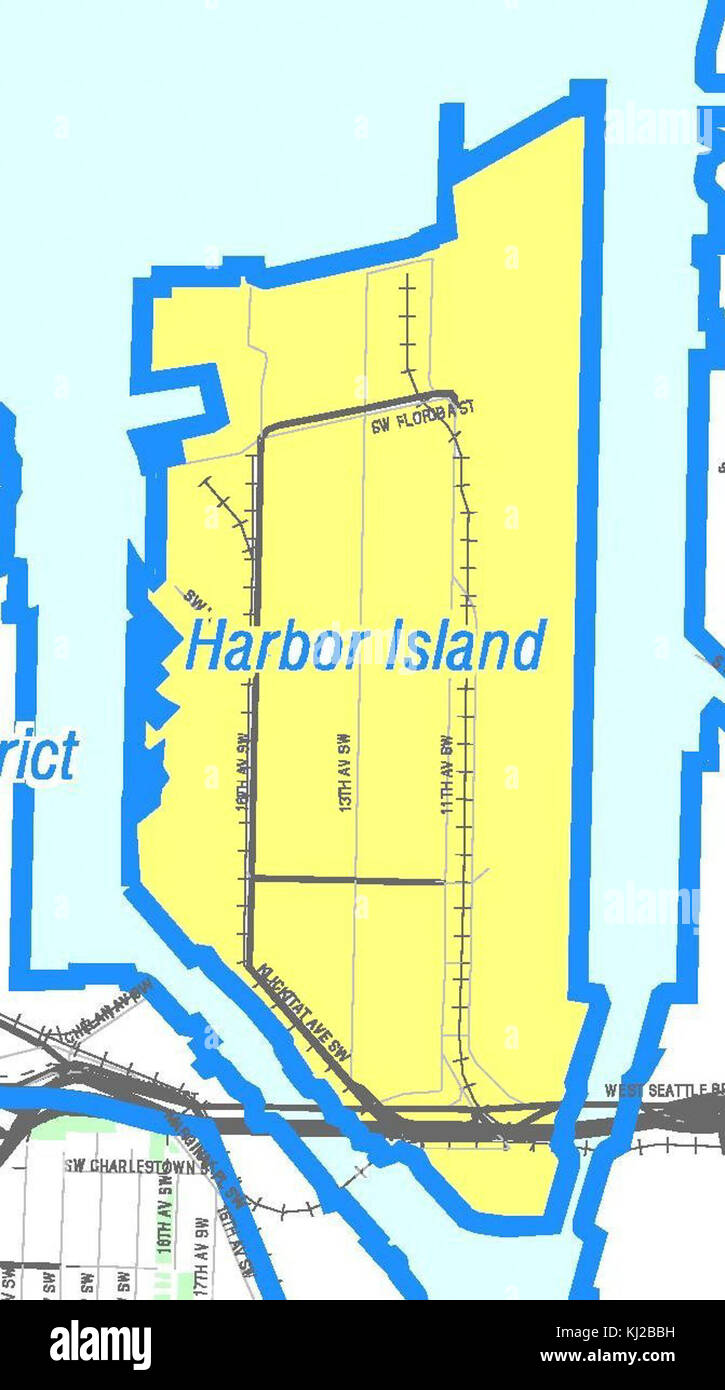 Seattle - Harbour Island map Foto Stock
