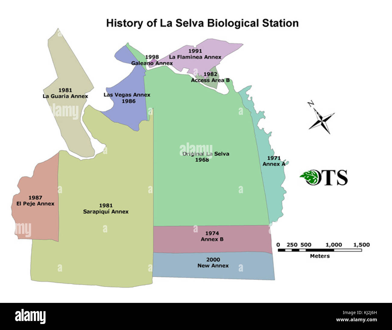 Acquisizione di terreni Storia di La Selva La Stazione Biologica, Costa Rica Foto Stock