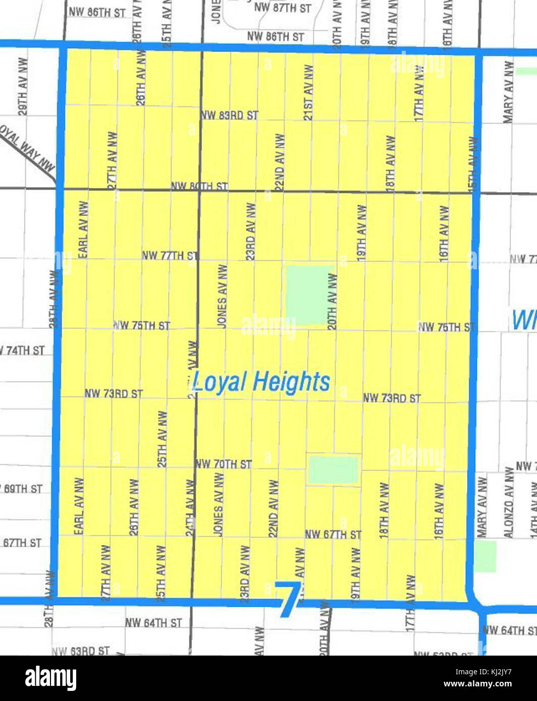 Seattle - Fedele Heights mappa Foto Stock