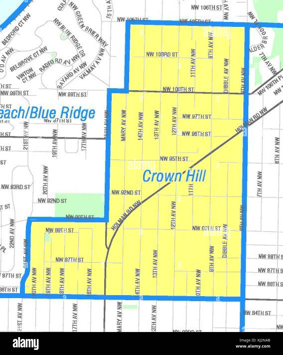 Seattle - Crown Hill mappa Foto Stock