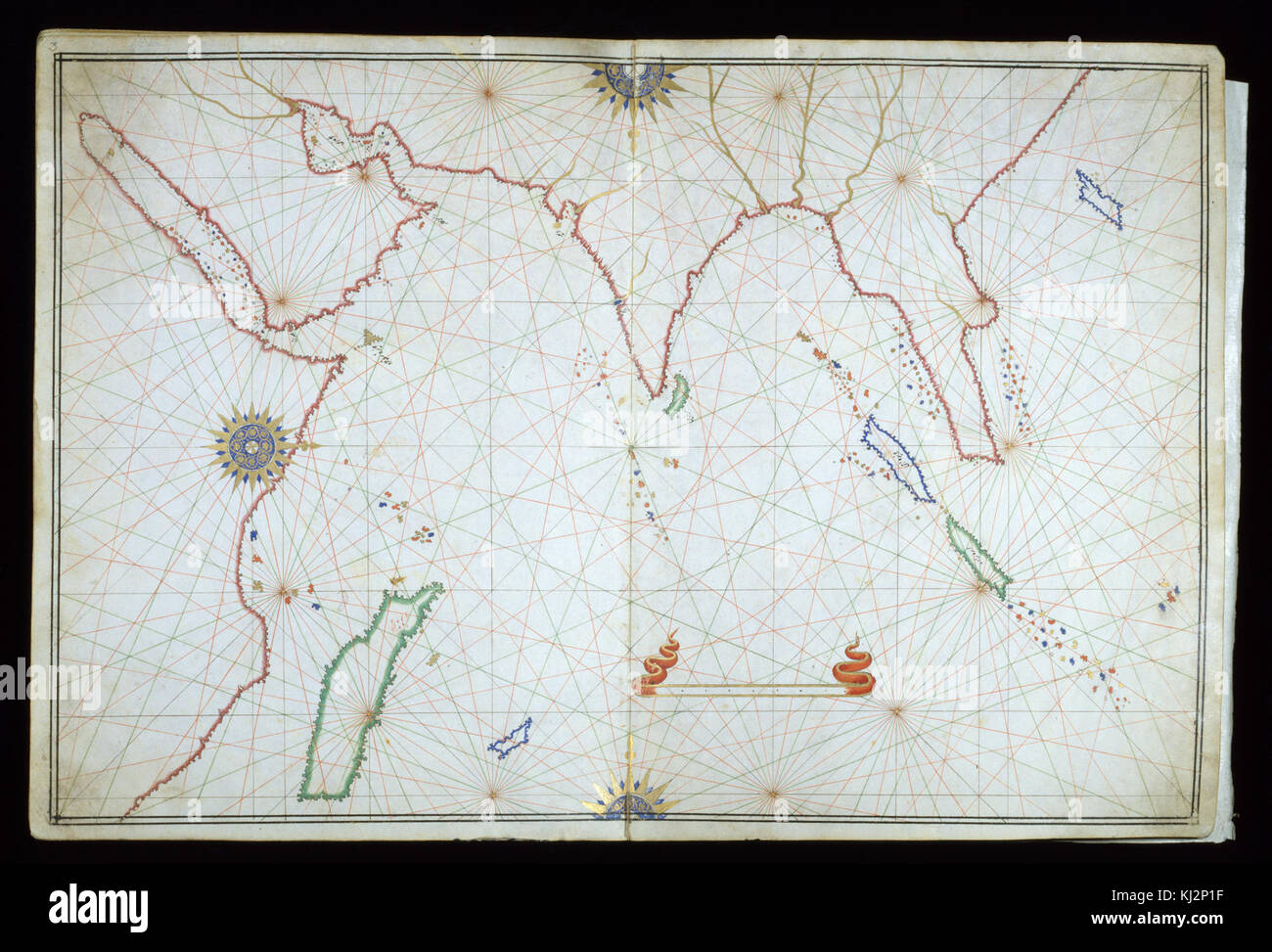 Turco - metà di destra di una mappa del mondo che mostra in Africa e in Estremo Oriente - Walters W6601B - Gruppo aperto Foto Stock