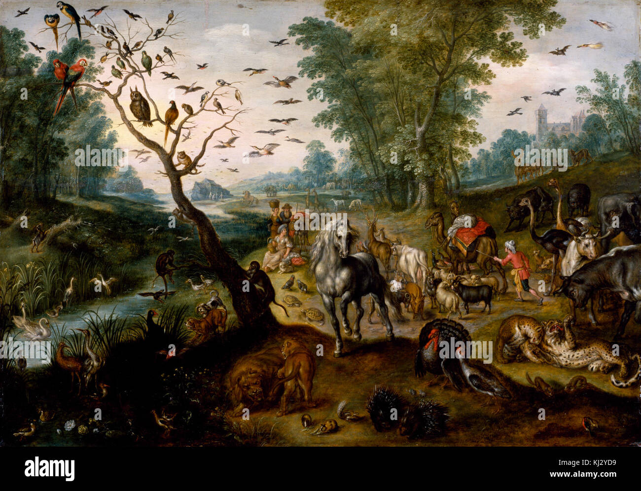 Jan van Kessel II - La famiglia di Noè assemblaggio di animali prima dell'Arca - Walters 371998 Foto Stock