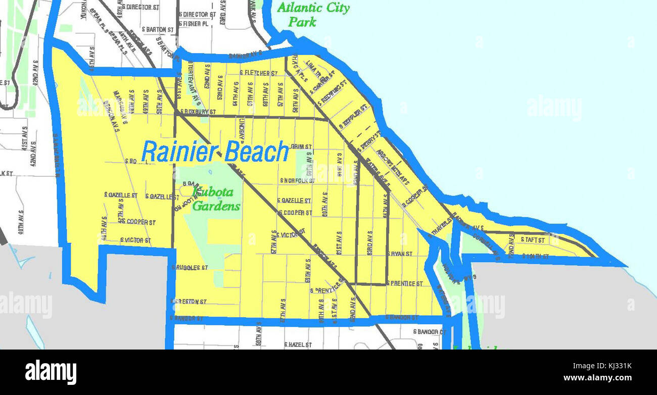 Seattle - Rainier Beach mappa Foto Stock