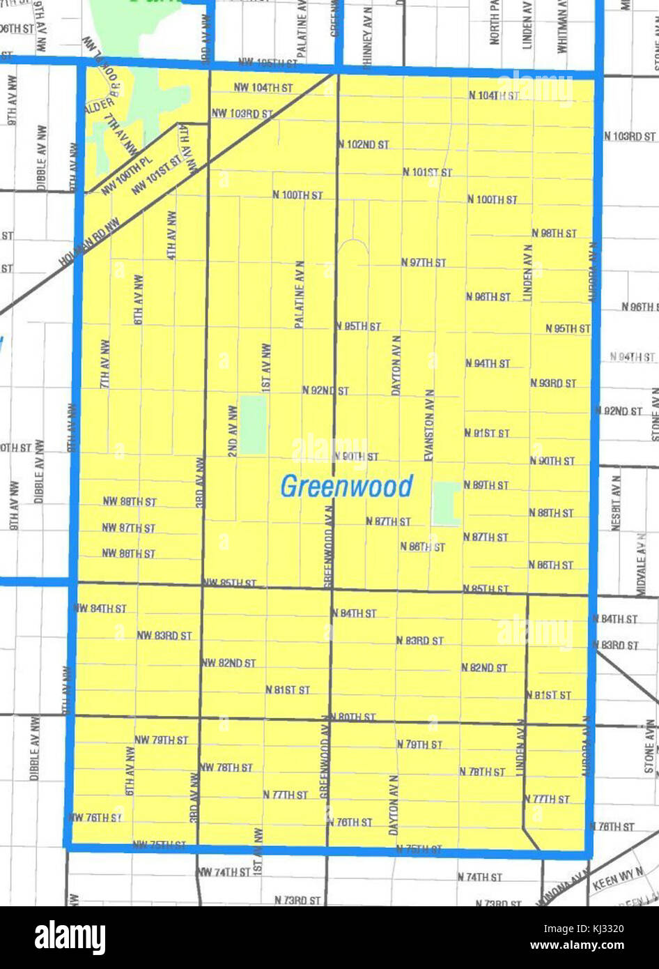 Seattle - Greenwood mappa Foto Stock