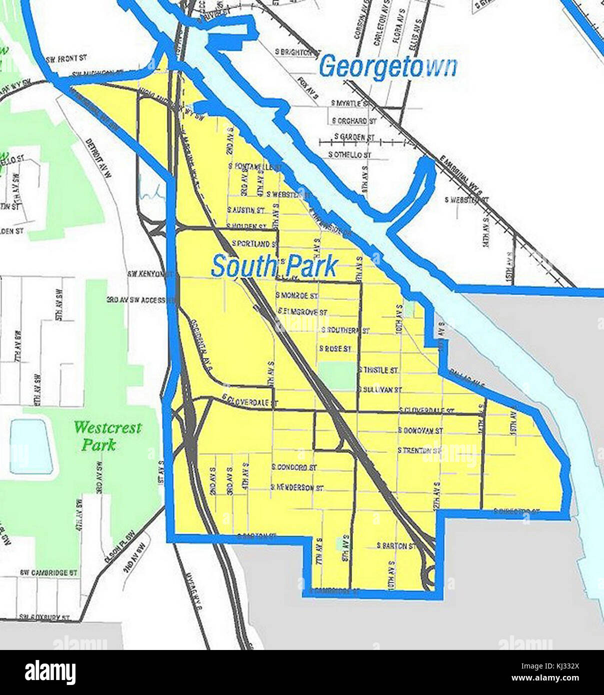 Seattle - South Park map Foto Stock