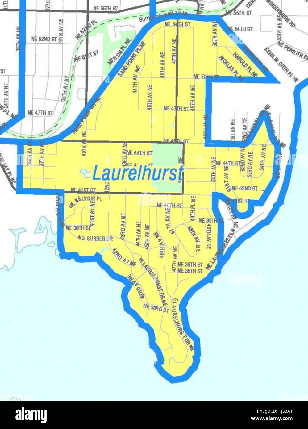 Seattle - Laurelhurst mappa Foto Stock