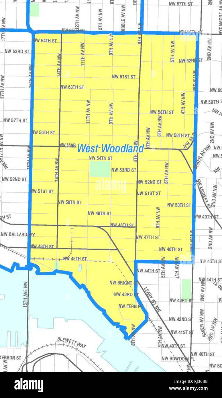 Seattle - West mappa di bosco Foto Stock