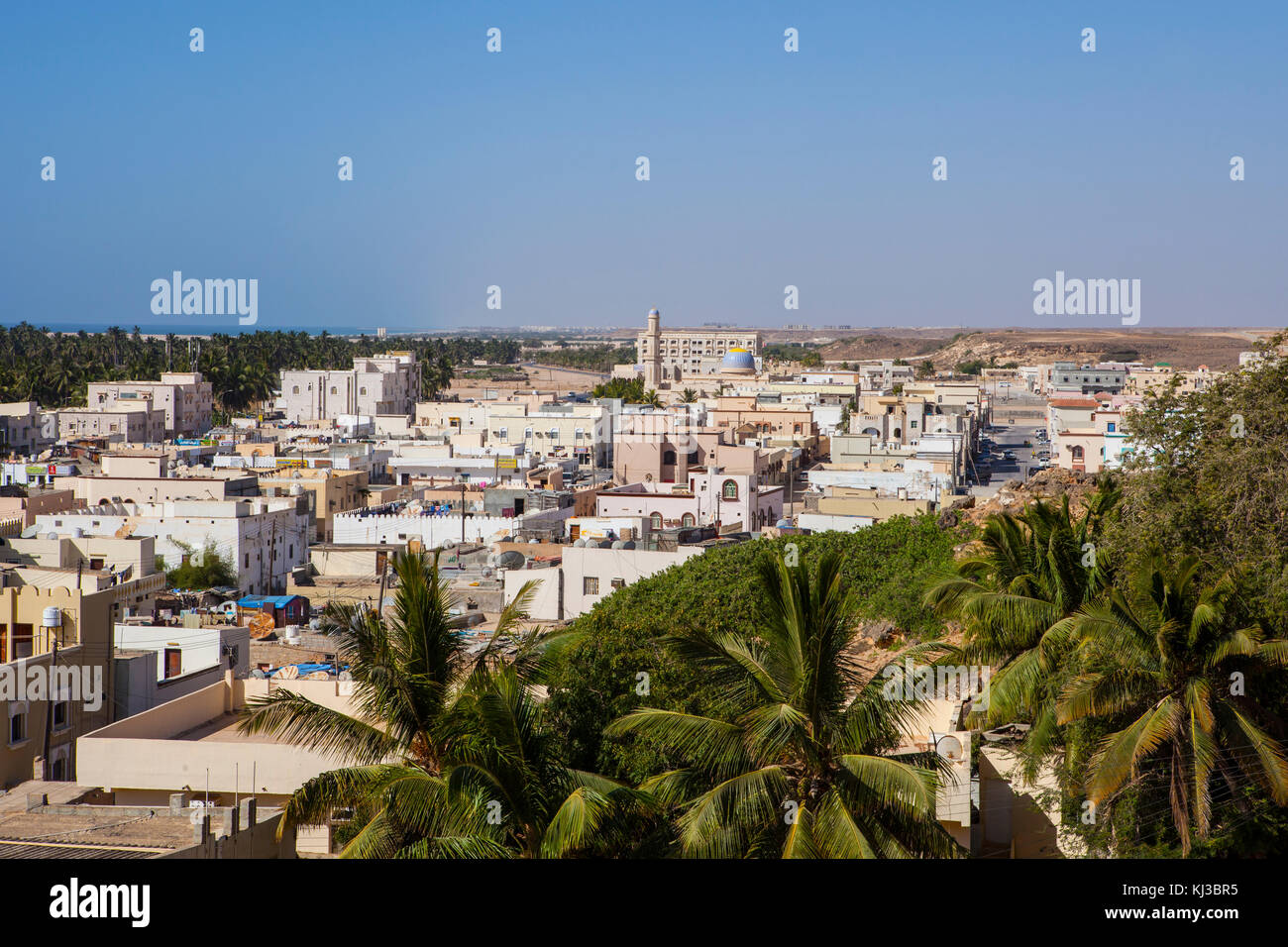 Taqah vista dalla collina del castello. dhofar, Oman Foto Stock