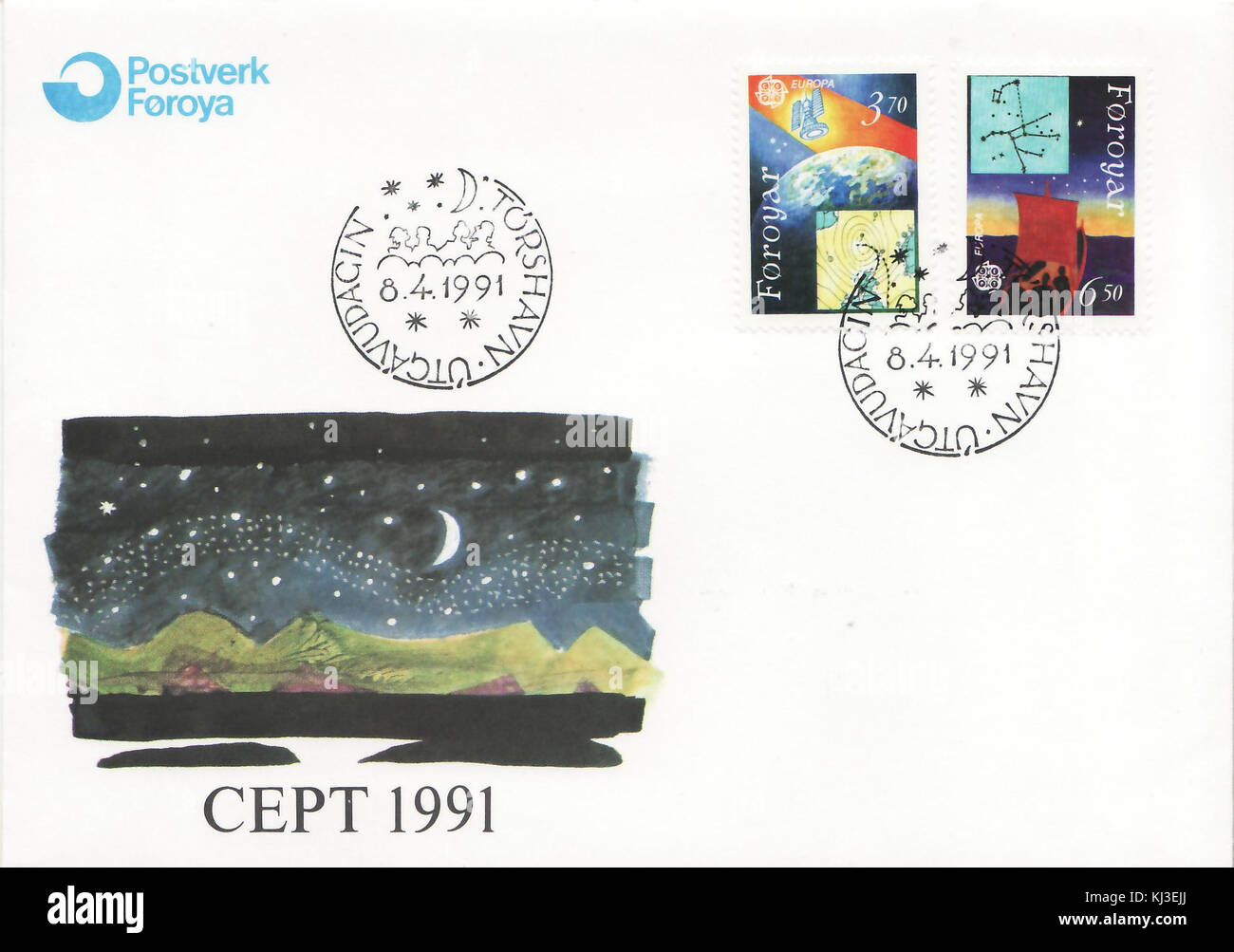 Faer Øer FDC 1991 FR 209 210 Foto Stock