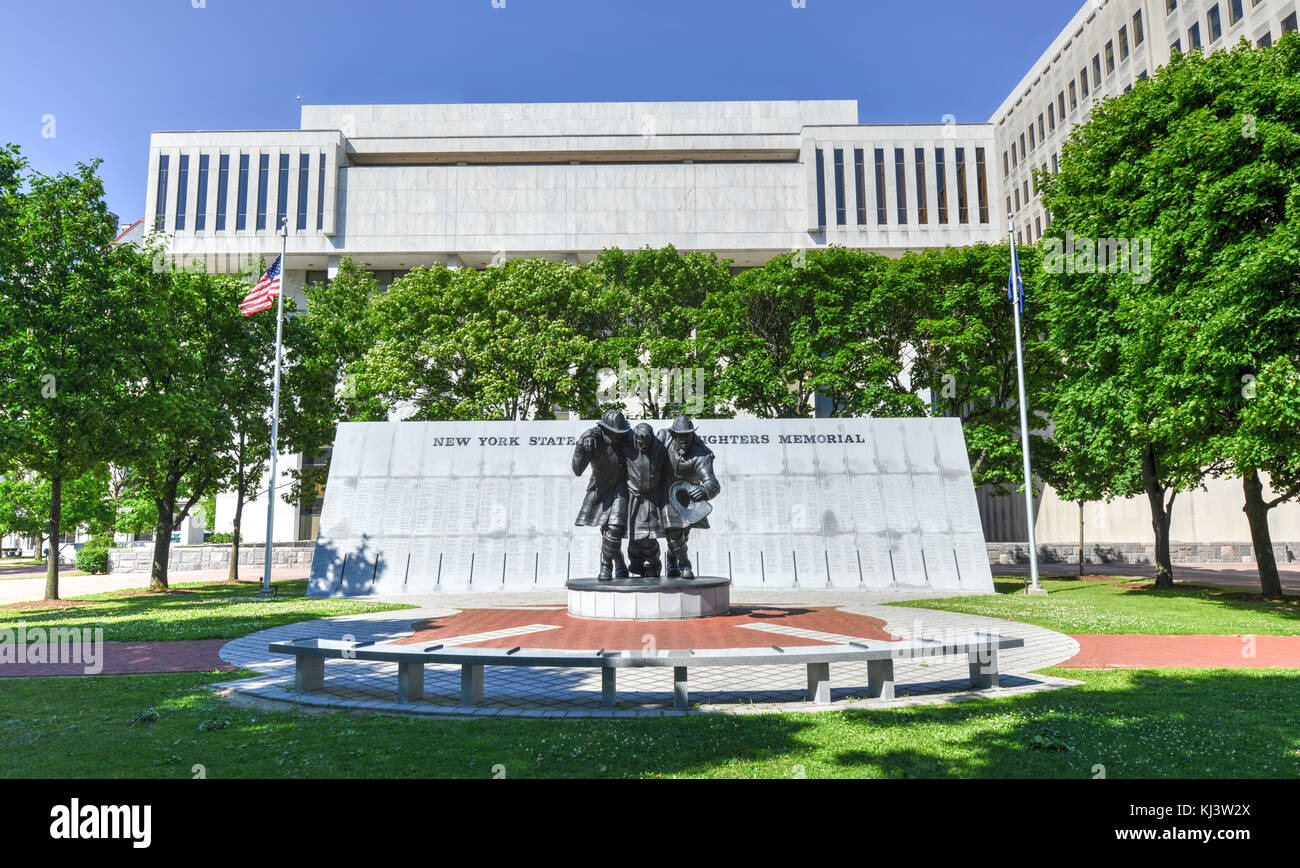 New york stato caduto vigili del fuoco memorial presso l'Empire State Plaza, in Albany, New York. Foto Stock