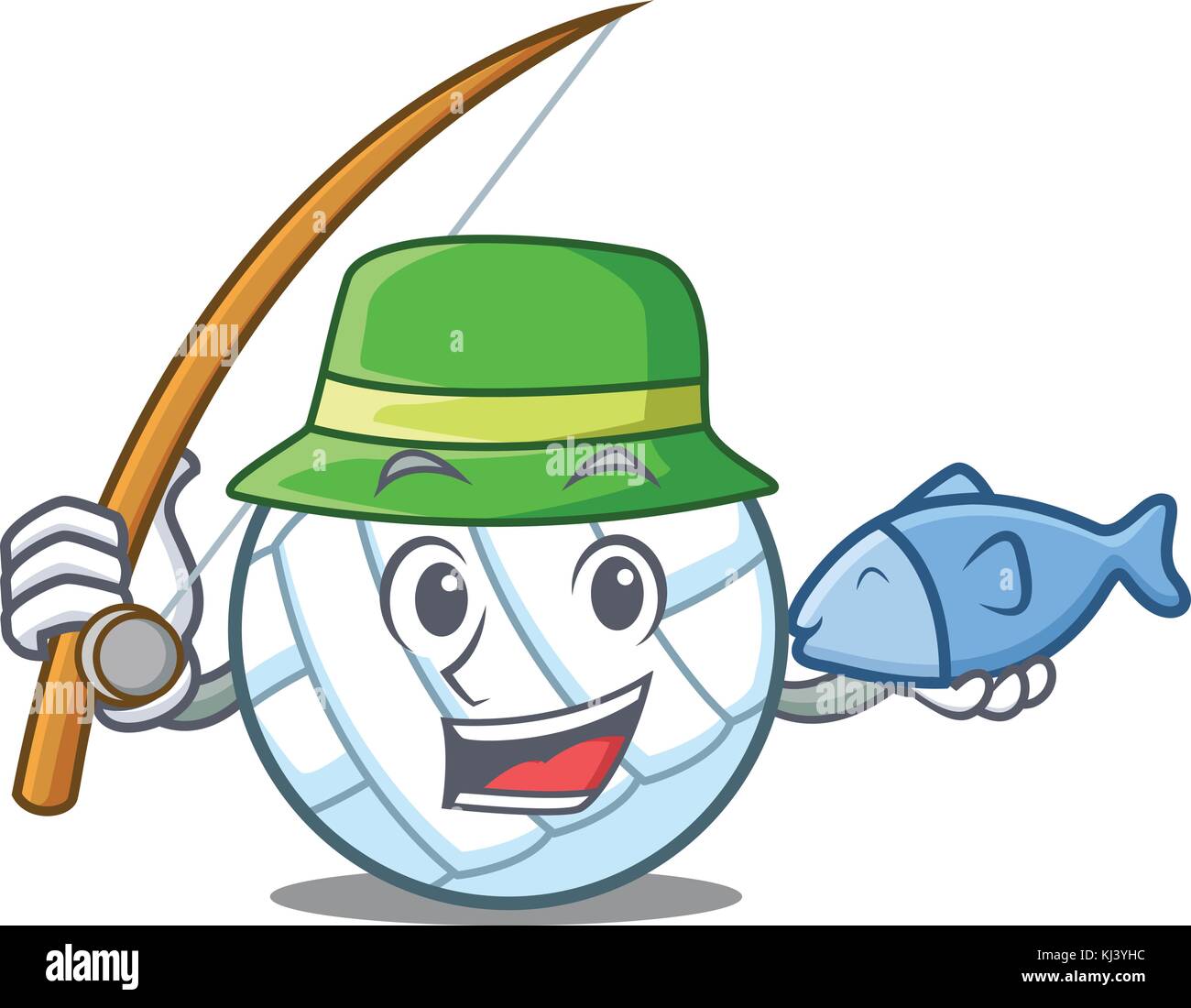 La pesca della pallavolo personaggio cartoon Illustrazione Vettoriale